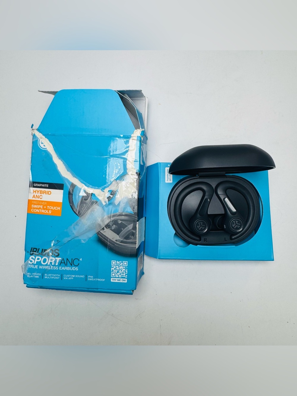 JLab Epic Sport ANC 4 True Wireless Earbuds Graphite Hybrid ANC Bluetooth